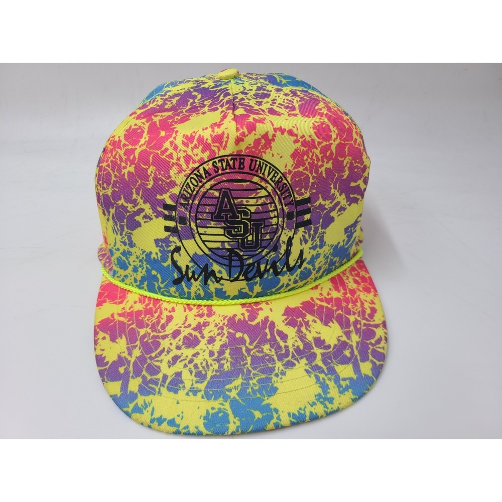 Vintage Arizona State Sun Devils Front Row‎ Splatter Rope Snapback Hat Cap NCAA